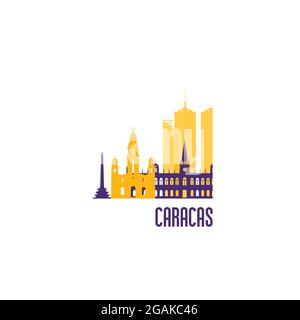 Caracas city emblem. Colorful buildings. Vector illustration. Stock Vector
