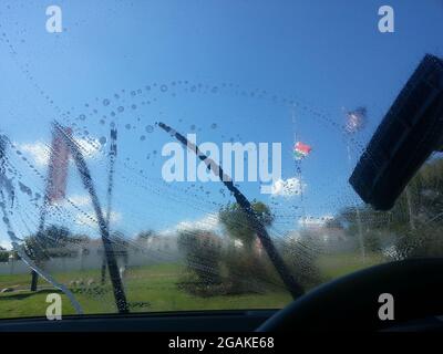 Car Wash - Windscreen cleaning Stock Photo