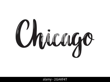 Handwritten city name Chicago. Calligraphic element for your