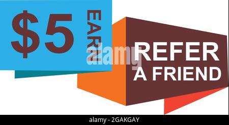 Refer a friend colorful banner or poster referral vector EPS File. Stock Vector