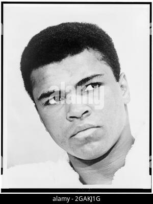 Muhammad Ali (born Cassius Clay, 1/17/1942) bust portrait, New York, NY, 1967. (Photo by Ira Rosenberg/New York World-Telegram and the Sun Newspaper Photograph Collection/RBM Vintage Images) Stock Photo