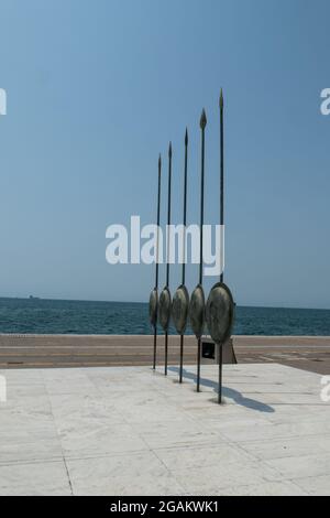 Thessaloniki, Greece, July 15, 2021: Statue of Alexander the Great ascending Bucephalus, his horse. Stock Photo