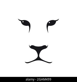 Puma muzzle silhouette. Wild animal emblem. Minimalist template design. Vector illustration. Stock Vector