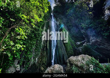 Chorrera de Balastar waterfalls, Faraján. Unique corner of the province of Malaga in Andalusia Stock Photo