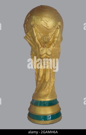 FIFA World Cup Trophy replica. Isolated Stock Photo