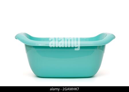 Blue, beautiful plastic basin, isolated on white Stock Photo