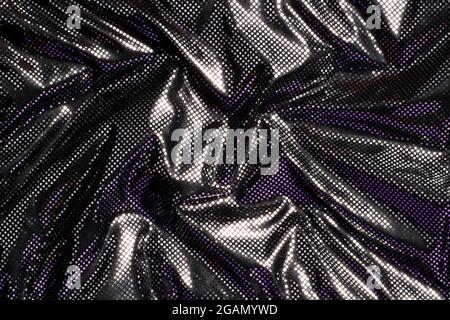 Gray black metalic silver polka dot fabric texture background Stock Photo