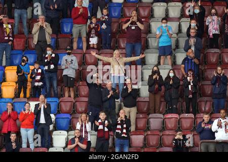 Hearts fans during the cinch Premiership match at Tynecastle Park, Edinburgh. Picture date: Saturday July 31, 2021. Stock Photo