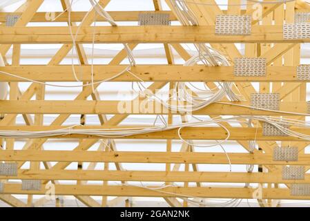 laying of electrical and other engineering systems in a new building under construction Stock Photo