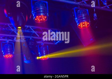 Moving and static illuminated multi-colored lights stage LED illumination Stock Photo