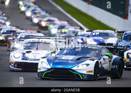 Stavelot, Belgio. 31st July, 2021. 95 Thiim Nicki (dnk), Sorensen Marco (dnk), Gunn Ross (gbr), Garage 59, Aston Martin Vantage AMR GT3, action during the TotalEnergies 24 hours of Spa, 6th round of the 2021 Fanatec GT World Challenge Europe Powered by AWS, from July 28 to August 1, 2021 on the Circuit de Spa-Francorchamps, in Stavelot, Belgium - Photo Julien Delfosse/DPPI Credit: Independent Photo Agency/Alamy Live News Stock Photo