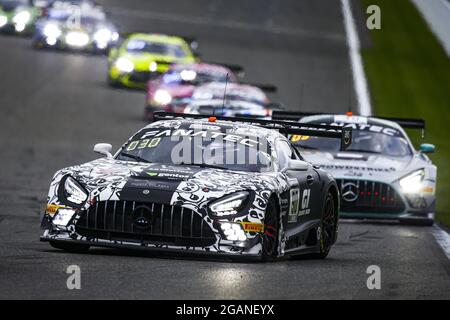 Stavelot, Belgio. 31st July, 2021. 90 Sanchez Ricardo (mex), Perez Companc Ezequiel (arg), Kujala Patrick (fin), Breukers Rik (nld), Madpanda Motorsport, Mercedes-AMG GT3, action during the TotalEnergies 24 hours of Spa, 6th round of the 2021 Fanatec GT World Challenge Europe Powered by AWS, from July 28 to August 1, 2021 on the Circuit de Spa-Francorchamps, in Stavelot, Belgium - Photo Julien Delfosse/DPPI Credit: Independent Photo Agency/Alamy Live News Stock Photo