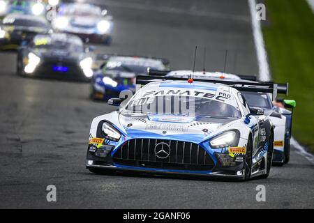 Stavelot, Belgio. 31st July, 2021. 89 Boguslavskiy Timur (rus), Fraga Felipe (bra), Auer Lucas (aut), AKKA ASP, Mercedes-AMG GT3, action during the TotalEnergies 24 hours of Spa, 6th round of the 2021 Fanatec GT World Challenge Europe Powered by AWS, from July 28 to August 1, 2021 on the Circuit de Spa-Francorchamps, in Stavelot, Belgium - Photo Julien Delfosse/DPPI Credit: Independent Photo Agency/Alamy Live News Stock Photo