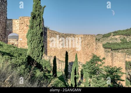 Arco de Bezudo, one of the old entrance gates to the walled city of Cuenca in the ruins of an old castle from the s. XIII, Castilla la Mancha, Spain Stock Photo