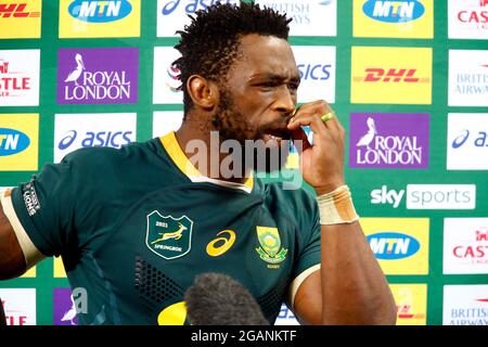 South African Siya Kolisi (captain) during the Castle Lager Lions Series, Second Test match at the Cape Town Stadium, Cape Town, South Africa. Picture date: Saturday July 31, 2021. Stock Photo