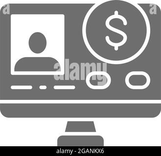 Online loan application grey icon. Isolated on white background Stock Vector