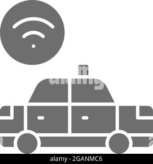 Vector Wi-Fi car, taxi wireless gray icon. Stock Vector