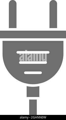 European electric plug gray icon. Isolated on white background Stock Vector