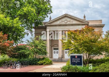 Fulton Chapel built in 1929 in Classic Revival style architecture at the University of Mississippi, Ole Miss, functions as a performing arts theatre. Stock Photo