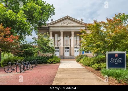 Fulton Chapel built in 1929 in Classic Revival style architecture at the University of Mississippi, Ole Miss, functions as a performing arts theatre. Stock Photo