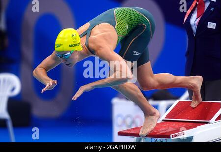 Australia's Emma McKeon on her way to winning the Women's 50m Freestyle Final at the Tokyo Aquatics Centre on the ninth day of the Tokyo 2020 Olympic Games in Japan. Picture date: Sunday August 1, 2021. Stock Photo