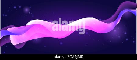 Abstract line art design. Pattern from lines and glow. Blended lines on color background. Vector illustration. Stock Vector