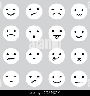 Set of doodled cartoon faces in a variety of expressions. Easy editable layered vector illustration. Stock Vector