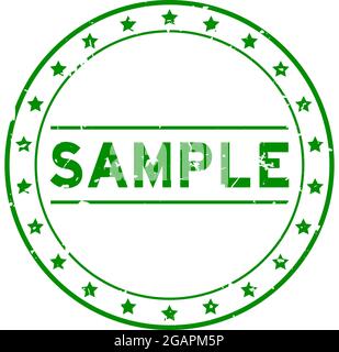 Grunge green sample word round rubber seal stamp on white background Stock Vector