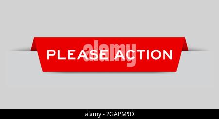 Red color inserted label with word please action on gray background Stock Vector