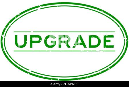 Grunge green upgrade word oval rubber seal stamp on white background Stock Vector