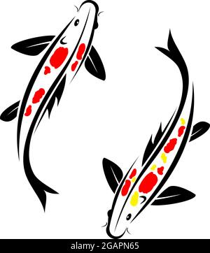 Carp koi with red and Yellow spot on the body. Easy editable layered vector illustration. Animals. Stock Vector