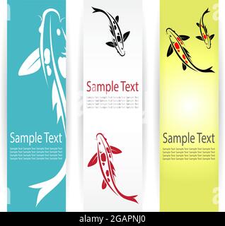 Vector image of carp koi banners. Easy editable layered vector illustration. Animals. Stock Vector