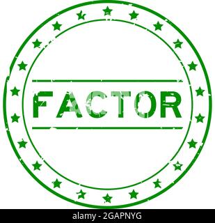 Grunge green factor word round rubber seal stamp on white background Stock Vector
