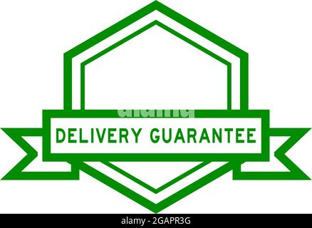 Vintage green color hexagon label banner with word delivery guarantee on white background Stock Vector