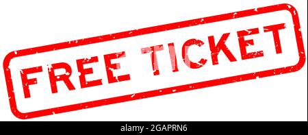 Grunge red free ticket word square rubber seal stamp on white background Stock Vector