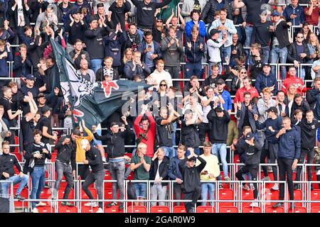 ALKMAAR, NETHERLANDS - JULY 31: Supporters during the Pre Season Friendly match between AZ and Real Sociedad at the AFAS Stadion on July 31, 2021 in Alkmaar, Netherlands (Photo by Patrick Goosen/Orange Pictures) Stock Photo