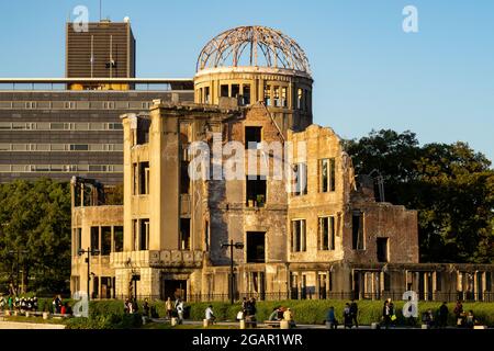 HIROSHIMA, Japan, 31.10.2019. View of The Hiroshima Peace Memorial (Atomic Bomb Dome) during sunset in Hiroshima, Japan. Stock Photo