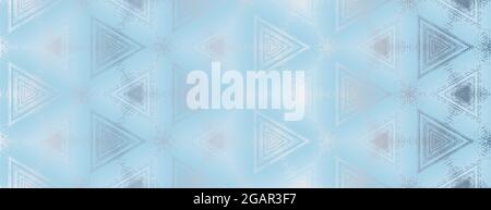 Abstract silver and light blue textured triangles pattern. Geometric ornament for design, poster, banner, packaging design, wrapping paper, wallpaper, background. Vector illustration. Stock Vector
