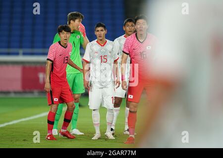 Yokohama, Japan. 31st July, 2021. Corner kick situation during the Men's Olympic Football Tournament Tokyo 2020 quarterfinal match between Republic of Korea and Mexico at International Stadium Yokohama in Yokohama, Japan. Credit: SPP Sport Press Photo. /Alamy Live News Stock Photo