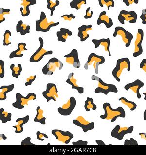 Seamless abstract pattern with black and orange spots of different shapes for textures, textiles and simple backgrounds. Scalable vector graphics Stock Vector