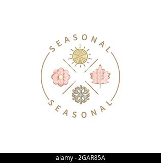 Symbols for 4 seasons,summer,autumn,winter,spring. Stock Vector