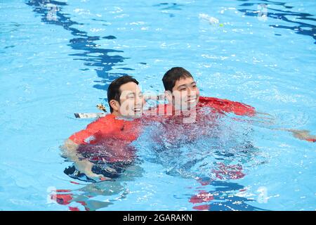 Daiya Seto and Kosuke Hagino during the Tokyo 2020 Olympic Games at the Tokyo Aquatics Centre in Tokyo, Japan on August 1, 2021. Credit: Akihiro Sugimoto/AFLO SPORT/Alamy Live News Stock Photo