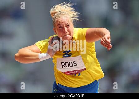 Tokio, Japan. 01st Aug, 2021. Athletics: Olympics, shot put, women, final at the Olympic Stadium. Fanny Roos from Sweden in action. Credit: Michael Kappeler/dpa/Alamy Live News Stock Photo