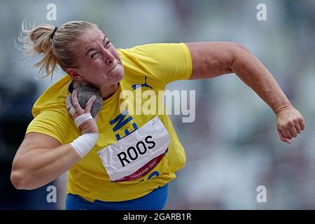 Tokio, Japan. 01st Aug, 2021. Athletics: Olympics, shot put, women, final at the Olympic Stadium. Fanny Roos from Sweden in action. Credit: Michael Kappeler/dpa/Alamy Live News Stock Photo