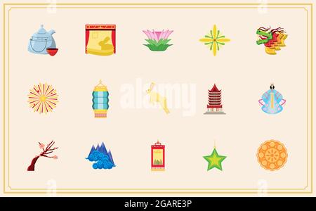 chinese tradition icons Stock Vector