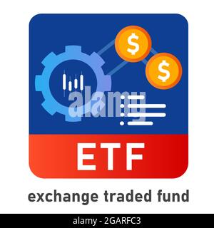 ETF exchange traded fund icon investor invest in mutual fund money financial related to indices index stocks market Stock Vector