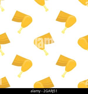 Chicken Legs Seamless Pattern Isolated on White Background Stock Vector