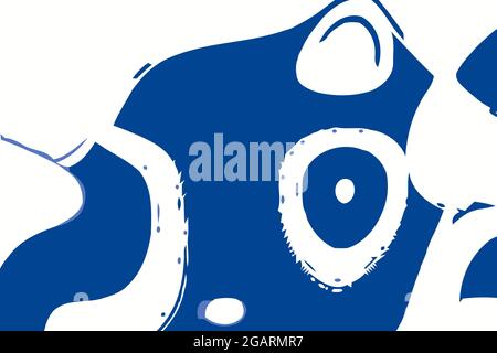 Blue and white background. Abstract vector. Moving waves design. Fluid geometry. 2D rendering digital illustration. Stock Vector
