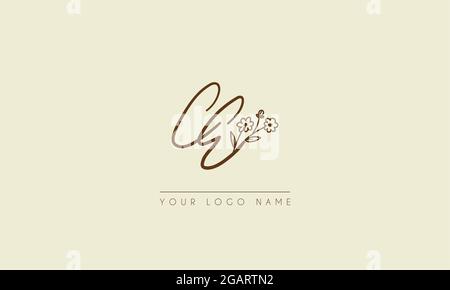 Initial letter CE Or EC Signature handwritten wedding botanical floral icon logo vector  design  illustration Stock Vector