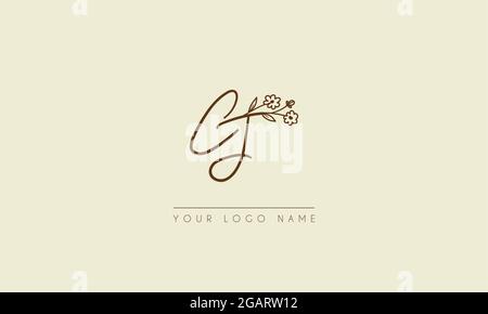 Initial letter CJ Or JC  Signature handwritten wedding botanical floral icon logo vector  design  illustration Stock Vector